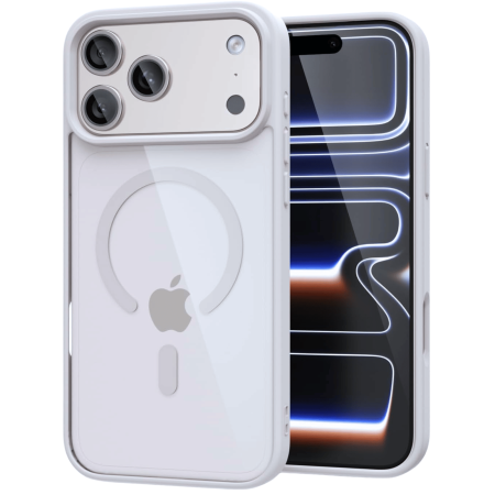 IPHONE 17 PRO MAX - Husa iPhone 17 Pro Max, Crystal Clear MagSafe, Gri Titan
