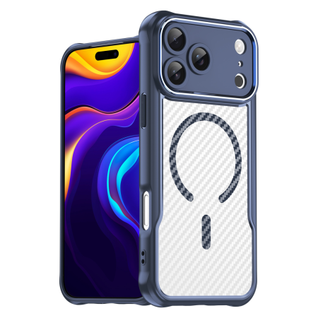 IPHONE 17 PRO MAX - Husă iPhone 17 Pro Max, Defender Carbon MagSafe, Protecție Anti-Șoc, Blue