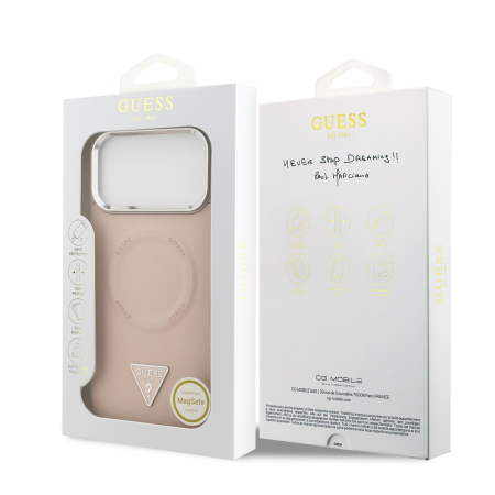 Husa iPhone 17 Pro, Guess PU Leather Triangle Logo MagSafe, Pink [6]