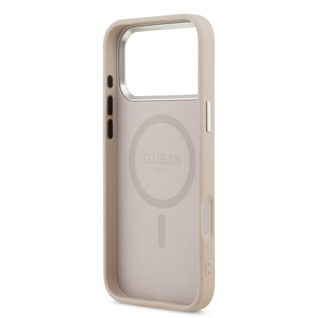 Husa iPhone 17 Pro Max, Guess PU Leather Triangle Logo MagSafe, Pink [4]