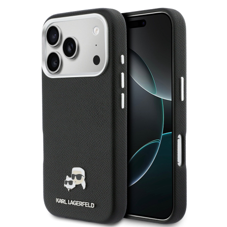 IPHONE 17 PRO MAX - Husa iPhone 17 Pro Max, Karl Lagerfeld PU Karl and Choupette Heads Pins MagSafe, Black