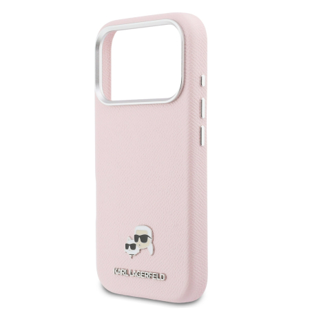 Husa iPhone 17 Pro Max, Karl Lagerfeld PU Karl and Choupette Heads Pins MagSafe, Pink [4]