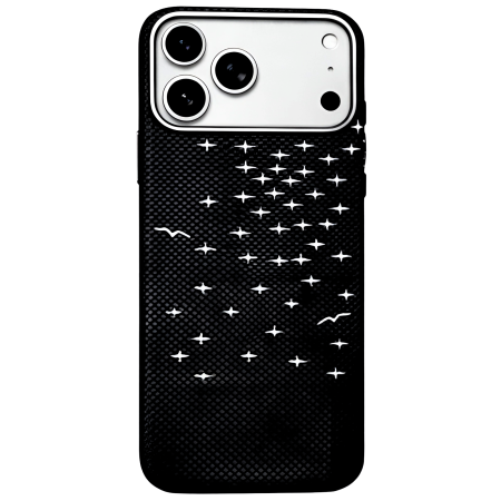 IPHONE 17 PRO MAX - Husa iPhone 17 Pro Max, Luxury, Hard PC MagSafe, Look Carbon Fiber Pattern, Shockproof, Black