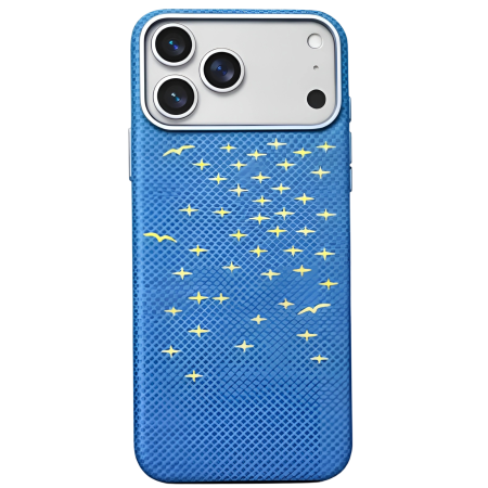 IPHONE 17 PRO MAX - Husa iPhone 17 Pro Max, Luxury, Hard PC MagSafe, Look Carbon Fiber Pattern, Shockproof, Blue