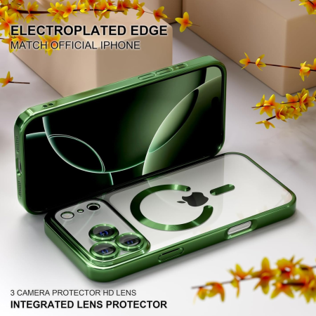 Husa iPhone 17 Pro Max, Luxury MagSafe Anti-Shock cu Protectie Lentile Camera, Verde [7]