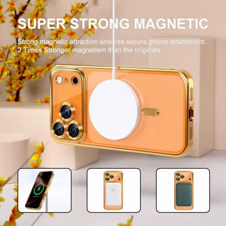 Husa iPhone 17 Pro Max, Luxury MagSafe cu Protectie Lentile Camera si Anti-Shock, Gold [3]