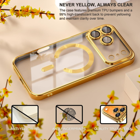 Husa iPhone 17 Pro Max, Luxury MagSafe cu Protectie Lentile Camera si Anti-Shock, Gold [4]