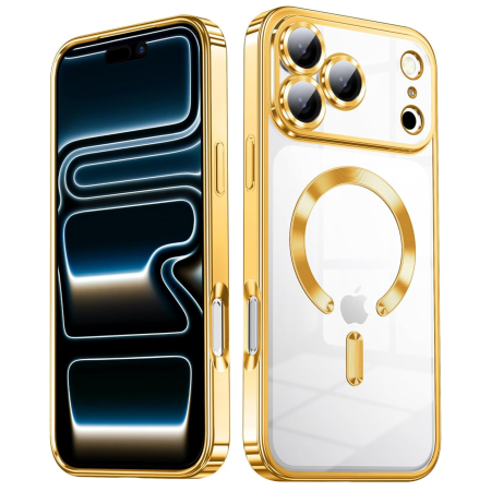 HUSE IPHONE - Husa iPhone 17 Pro Max, Luxury MagSafe cu Protectie Lentile Camera si Anti-Shock, Gold