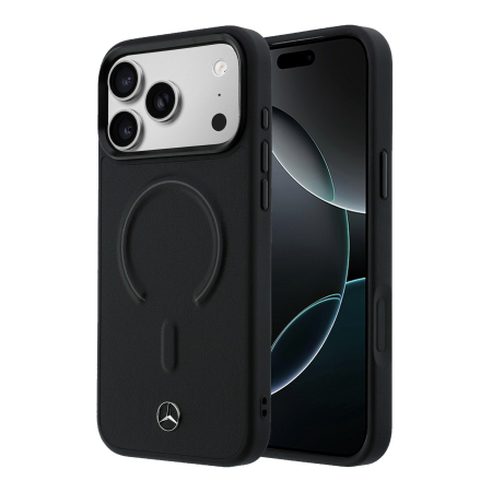 IPHONE 17 PRO MAX - Husa iPhone 17 Pro Max, Mercedes PU Leather 3D MagSafe, Black