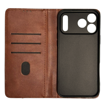 Husa iPhone 17 Pro Max, Piele Tip Carte Smart Seam, Business Class, Brown [2]