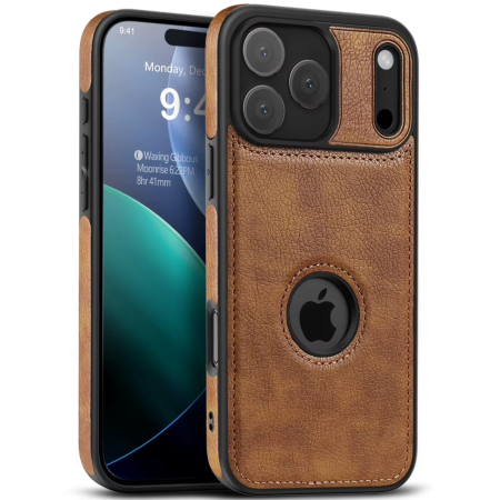 IPHONE 17 PRO MAX - Husă iPhone 17 Pro Max, Premium Leather Business, Protecție Șocuri - Aderență și Anti-Amprente, Brown
