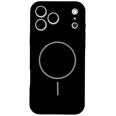 IPHONE 17 PRO MAX - Husa iPhone 17 Pro Max, Silicon cu Protectie Camera, Microfibra la Interior si MagSafe, Black