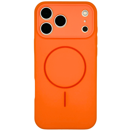 IPHONE 17 PRO MAX - Husa iPhone 17 Pro Max, Silicon cu Protectie Camera, Microfibra la Interior si MagSafe, Orange