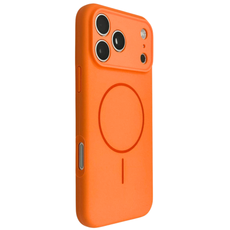 Husa iPhone 17 Pro, Silicon cu Protectie Camera, Microfibra la Interior si MagSafe, Orange [1]