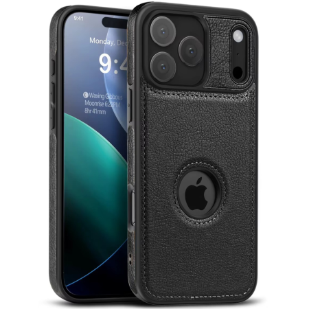 Husă iPhone 17 Pro, Premium Leather Business, Protecție Șocuri - Aderență și Anti-Amprente, Black [0]