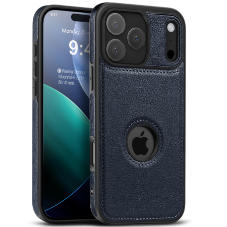 IPHONE 17 PRO - Husă iPhone 17 Pro, Premium Leather Business, Protecție Șocuri - Aderență și Anti-Amprente, Blue