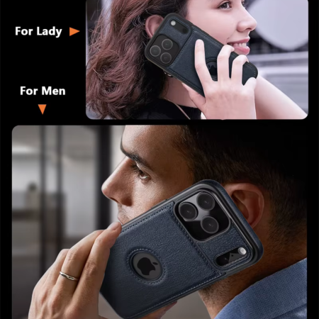 Husă iPhone 17 Pro, Premium Leather Business, Protecție Șocuri - Aderență și Anti-Amprente, Blue [1]