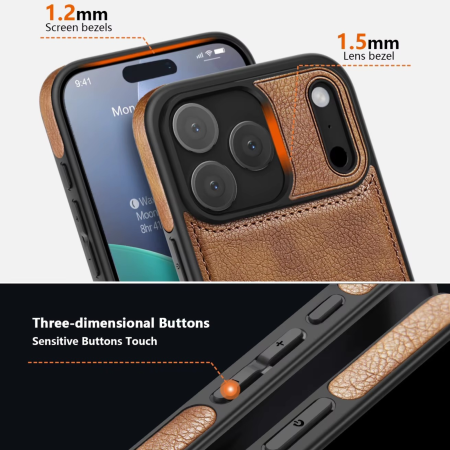 Husă iPhone 17 Pro, Premium Leather Business, Protecție Șocuri - Aderență și Anti-Amprente, Brown [4]