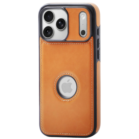 IPHONE 17 PRO - Husa iPhone 17 Pro, Premium Leather Business, Protecție Șocuri - Aderență și Anti-Amprente, Orange - Brown