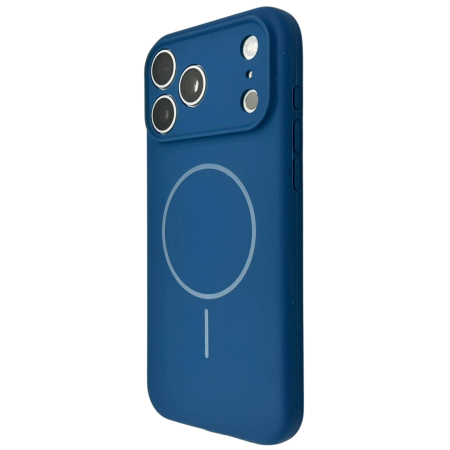 Husa iPhone 17 Pro Max, Silicon cu Protectie Camera, Microfibra la Interior si MagSafe, Albastra [2]