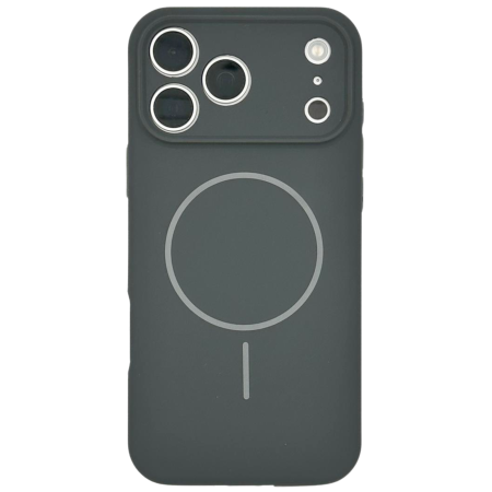 IPHONE 17 PRO - Husa iPhone 17 Pro, Silicon cu Protectie Camera, Microfibra la Interior si MagSafe, Gri Antracit