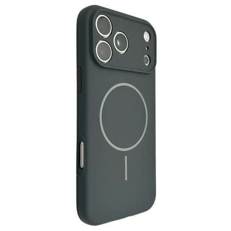 Husa iPhone 17 Pro Max, Silicon cu Protectie Camera, Microfibra la Interior si MagSafe, Gri Antracit [1]