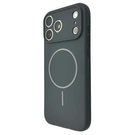 Husa iPhone 17 Pro Max, Silicon cu Protectie Camera, Microfibra la Interior si MagSafe, Gri Antracit [2]