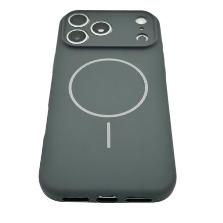 Husa iPhone 17 Pro Max, Silicon cu Protectie Camera, Microfibra la Interior si MagSafe, Gri Antracit [3]