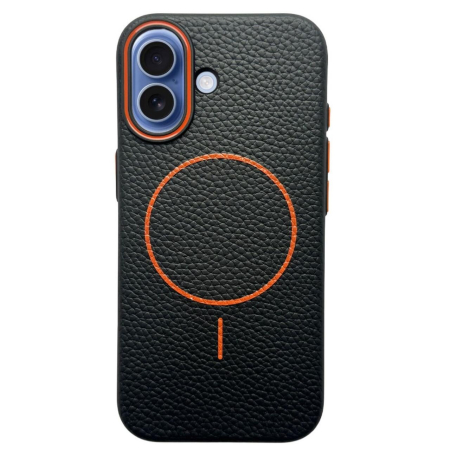 IPHONE 17 - Husa iPhone 17, Silicon Texturat cu Protectie Interioara din Piele si MagSafe, Black