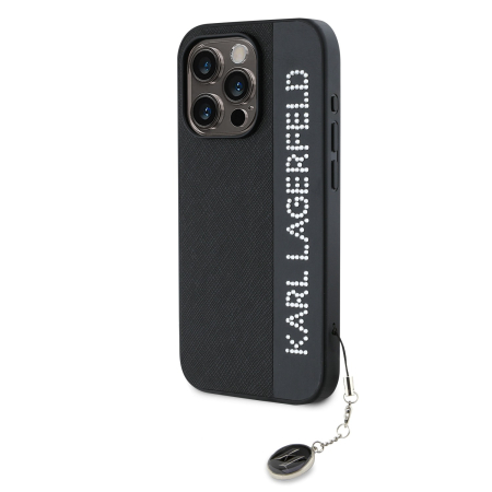 Husa Karl Lagerfeld PU Saffiano Rhinestone Charm pentru iPhone 15 Pro Max, Black [2]