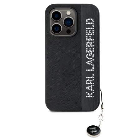 Husa Karl Lagerfeld PU Saffiano Rhinestone Charm pentru iPhone 15 Pro Max, Black [1]