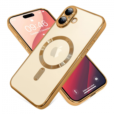 Husa Luxury MagSafe cu Protectie Lentile Camera si Anti-Shock pentru iPhone 16, Gold [1]