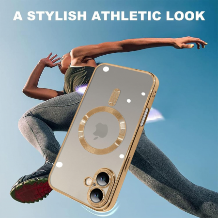 Husa Luxury MagSafe cu Protectie Lentile Camera si Anti-Shock pentru iPhone 16 Plus, Gold [4]