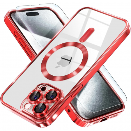 Husa Luxury MagSafe cu Protectie Lentile Camera si Anti-Shock pentru iPhone 12 Pro Max, Red [1]