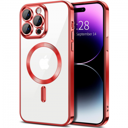 IPHONE 12 - Husa Luxury MagSafe cu Protectie Lentile Camera si Anti-Shock pentru iPhone 12, Red
