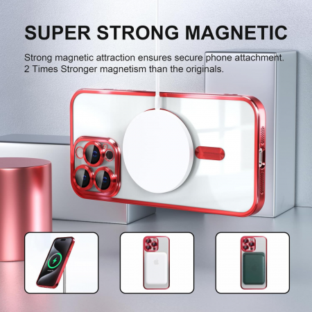 Husa Luxury MagSafe cu Protectie Lentile Camera si Anti-Shock pentru iPhone 12, Red [4]
