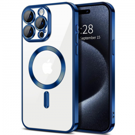IPHONE 13 PRO MAX - Husa pentru iPhone 13 Pro Max, Luxury MagSafe Anti-Shock cu Protectie Lentile Camera, Blue