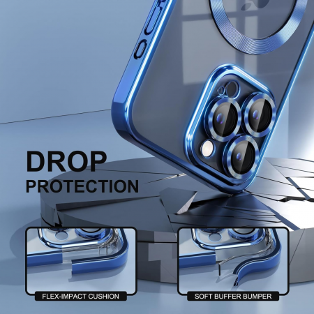 Husa pentru iPhone 15 Pro, Luxury MagSafe Anti-Shock cu Protectie Lentile Camera, Blue [8]