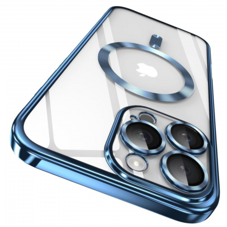 Husa pentru iPhone 15 Pro, Luxury MagSafe Anti-Shock cu Protectie Lentile Camera, Blue [2]