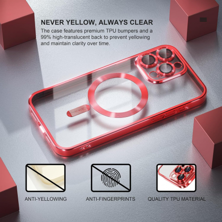 Husa Luxury MagSafe cu Protectie Lentile Camera si Anti-Shock pentru iPhone 14 Plus, Red [3]