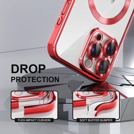 Husa Luxury MagSafe cu Protectie Lentile Camera si Anti-Shock pentru iPhone 14 Plus, Red [5]