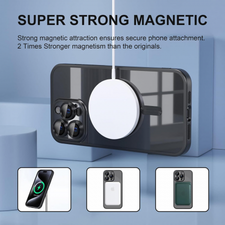 Husa Luxury MagSafe cu Protectie Lentile Camera si Anti-Shock pentru iPhone 15 Pro, Black [7]
