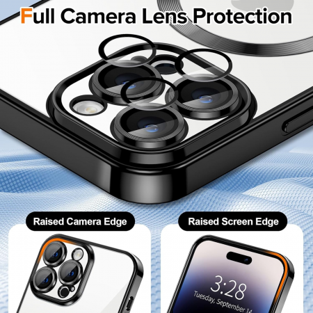 Husa Luxury MagSafe cu Protectie Lentile Camera si Anti-Shock pentru iPhone 15 Pro, Black [6]