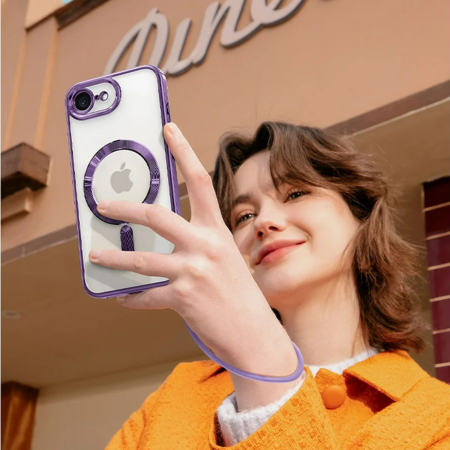 Husa Luxury MagSafe cu Protectie Lentile Camera si Anti-Shock pentru iPhone 16 E, Deep Purple [2]