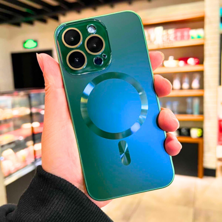 Husa iPhone 16, MagSafe AG Glass Shockproof - Protectie Camera - Verde Mat [3]