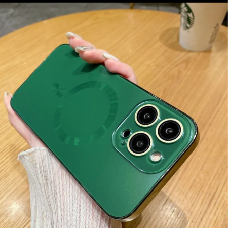 Husa iPhone 16 Plus, MagSafe AG Glass Shockproof - Protectie Camera - Verde Mat [1]