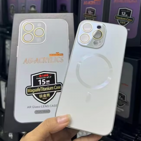 Husa iPhone 16, MagSafe AG Glass Shockproof - Protectie Camera, White Silver Mat [2]