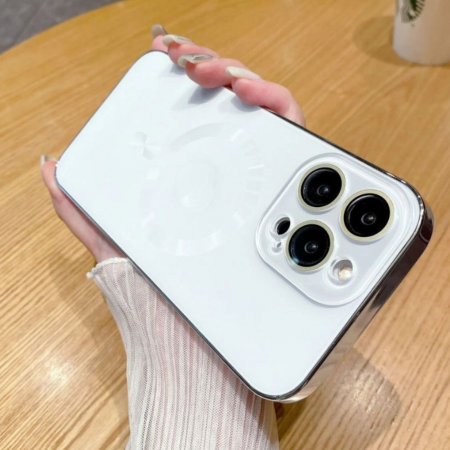 Husa iPhone 16 Plus, MagSafe AG Glass Shockproof - Protectie Camera, White Silver Mat [4]