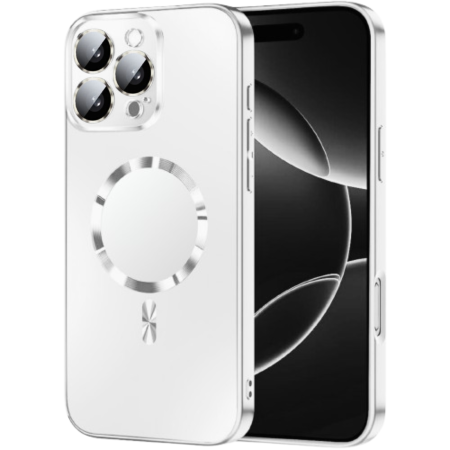 IPHONE 16 PRO - Husa iPhone 16 Pro, MagSafe AG Glass Shockproof - Protectie Camera, White Silver Mat