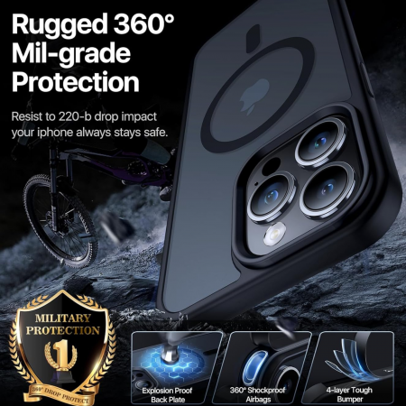 Husa pentru iPhone 16, MagSafe, Drop Resistant Shockproof, Matte Skin Black [7]